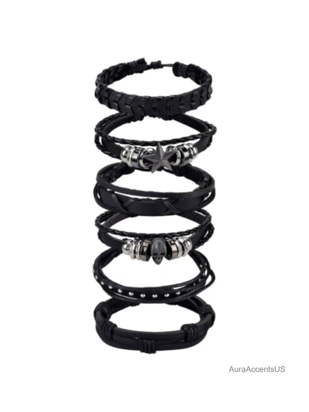 Punk Leather Studded Bracelets Set for Men Women Gothic Spike Cuff Wristband